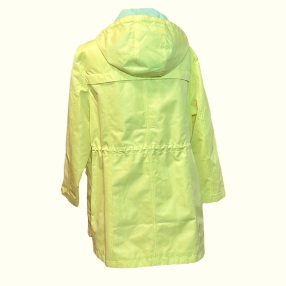 Talbots Hooded Canvas Yellow & Mint Green Anorak Rain Coat Jacket, size XLP - Picture 3 of 15